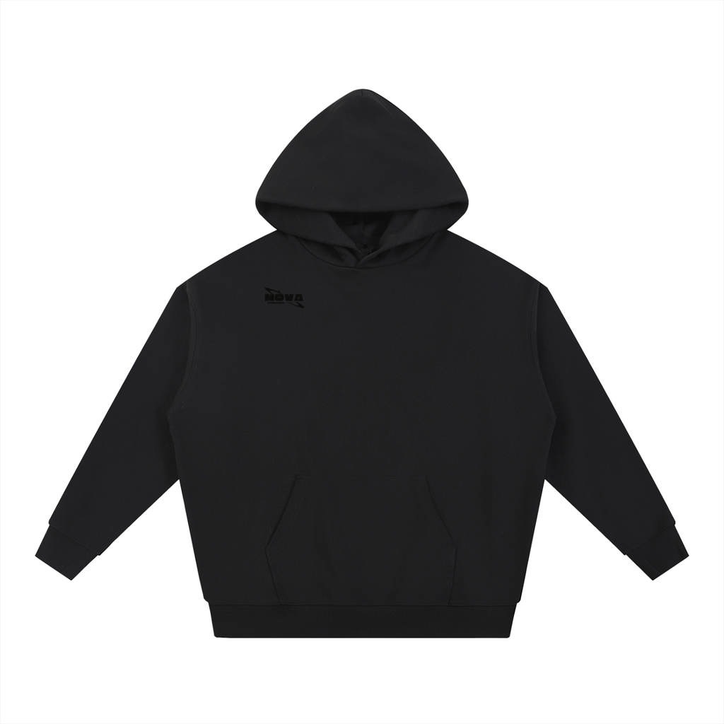 Essential Heavyweight Hoodie Black Text