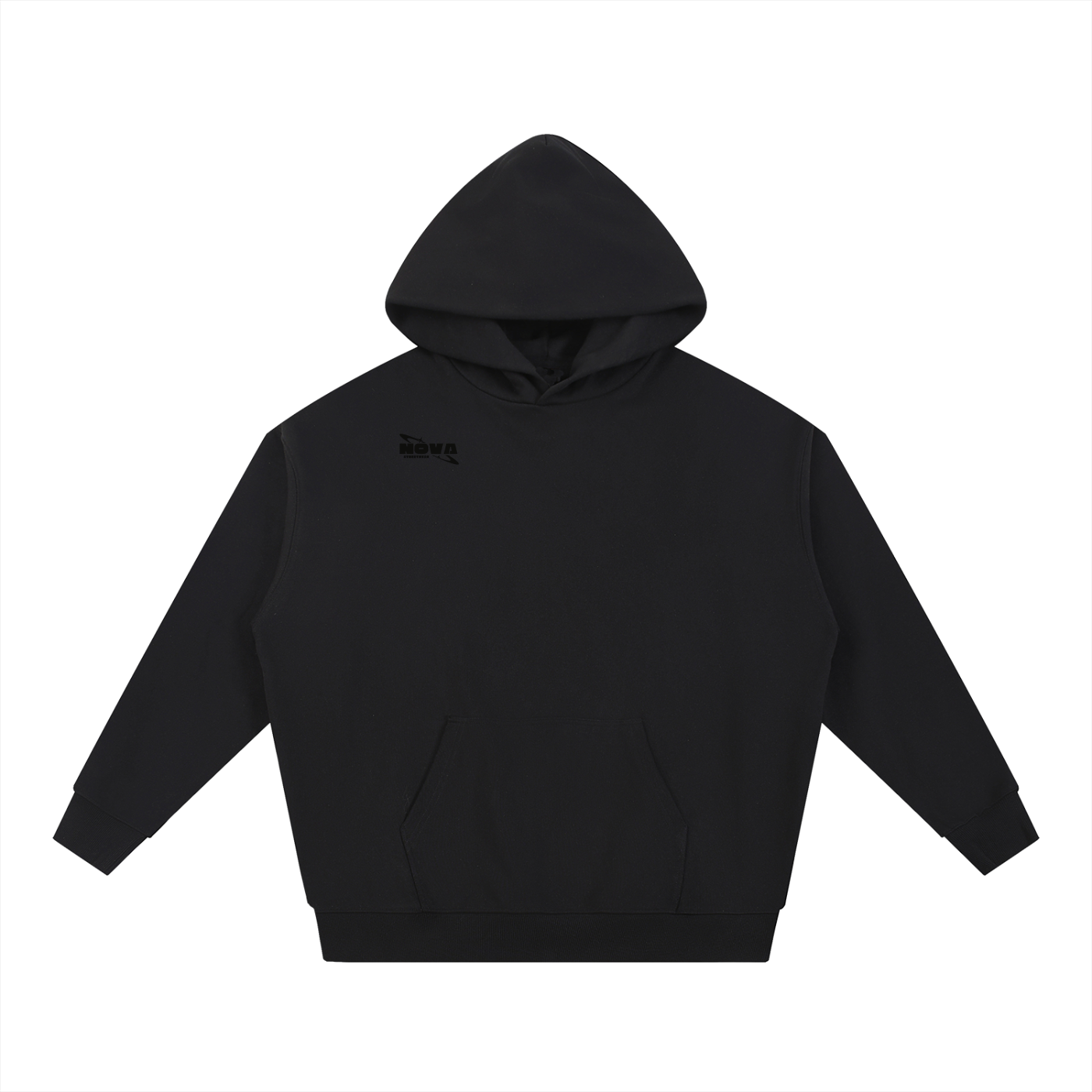 Essential Heavyweight Hoodie Black Text