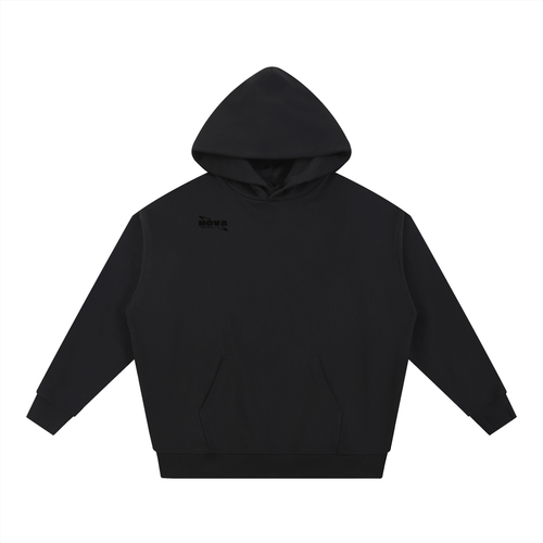 Essential Heavyweight Hoodie Black Text